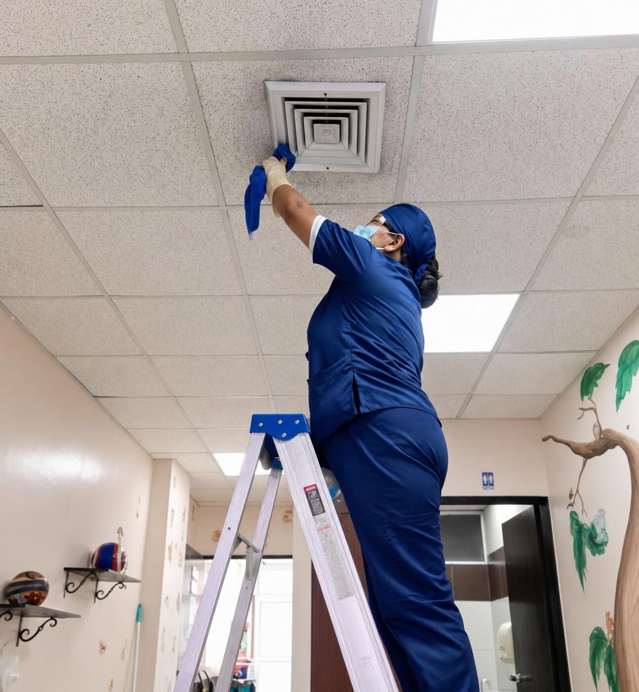 Limpieza de rejillas de ventilación en altura